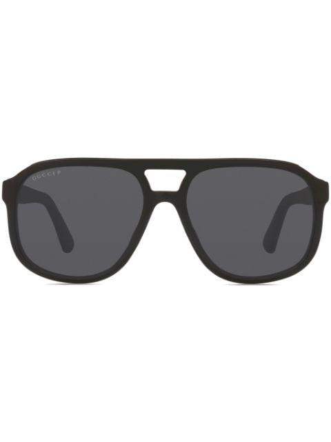 pilot-frame logo-plaque sunglasses by GUCCI