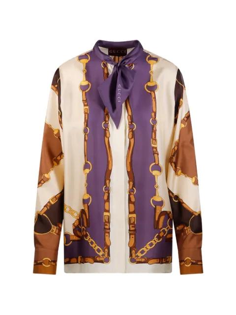 printed silk till shirt by GUCCI