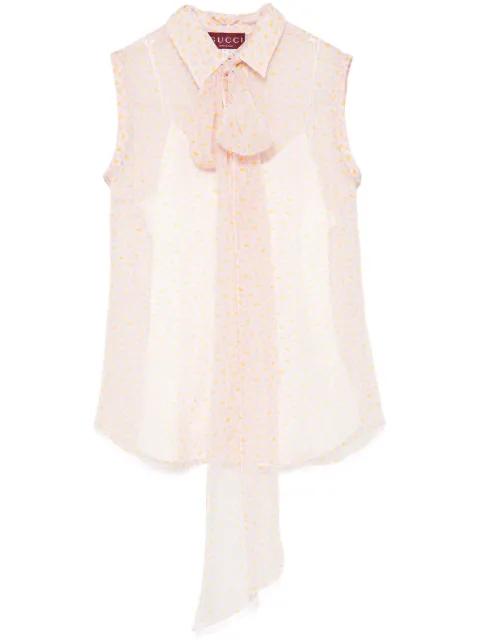 printed silk top by GUCCI