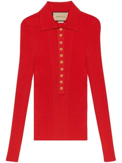 ribbed-knit polo shirt by GUCCI