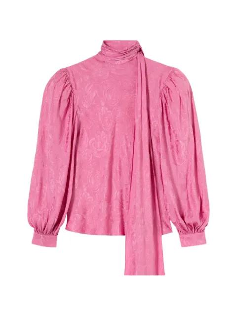rose-jacquard pussy-bow blouse by GUCCI