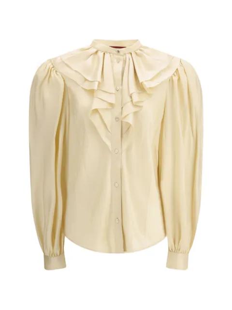 ruffled silk twill shirt by GUCCI