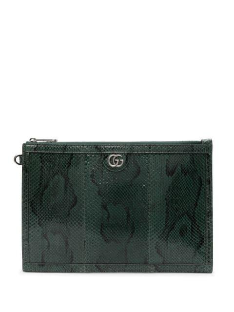 snakeskin-efffect clutch bag by GUCCI