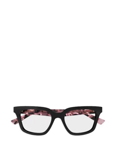 square-frame logo-plaque glasses by GUCCI