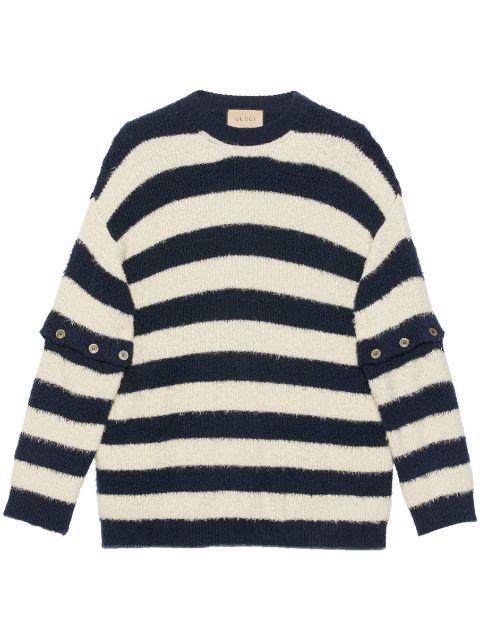 striped crew-neck brushed jumper by GUCCI