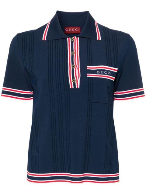 striped-edge ribbed polo top by GUCCI