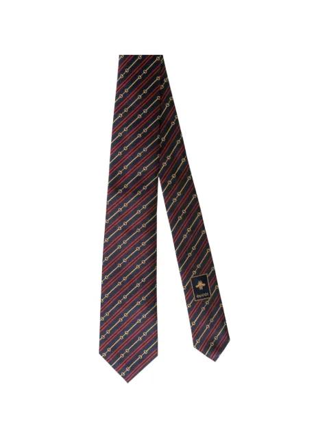 striped horsebit-pattern tie by GUCCI