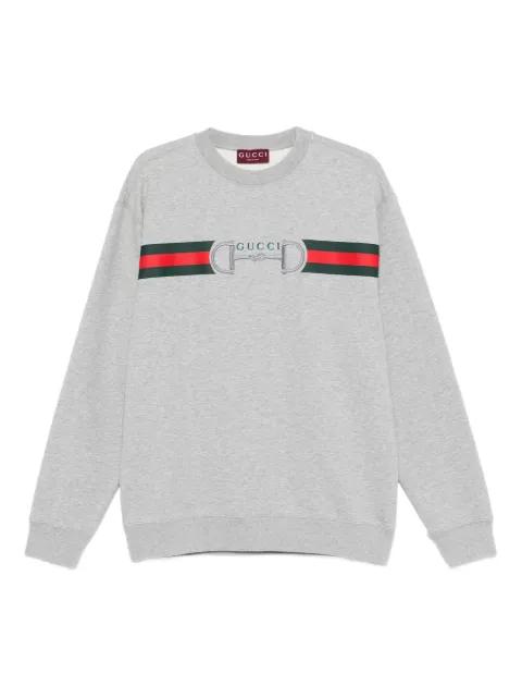striped logo crew-neck sweatshirt by GUCCI