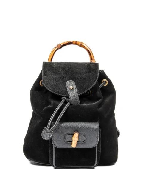 suede bamboo-handle backpack by GUCCI 