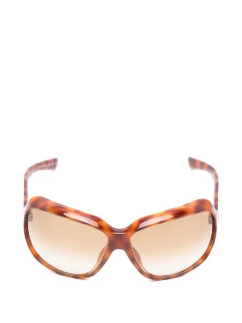 tortoiseshell-effect geometric-frame sunglasses by GUCCI