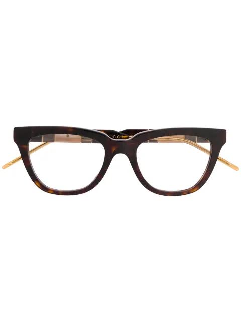 tortoiseshell rectangular-frame glasses by GUCCI