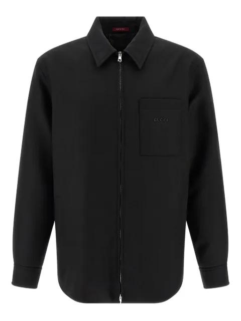 twill logo-lettering overshirt by GUCCI