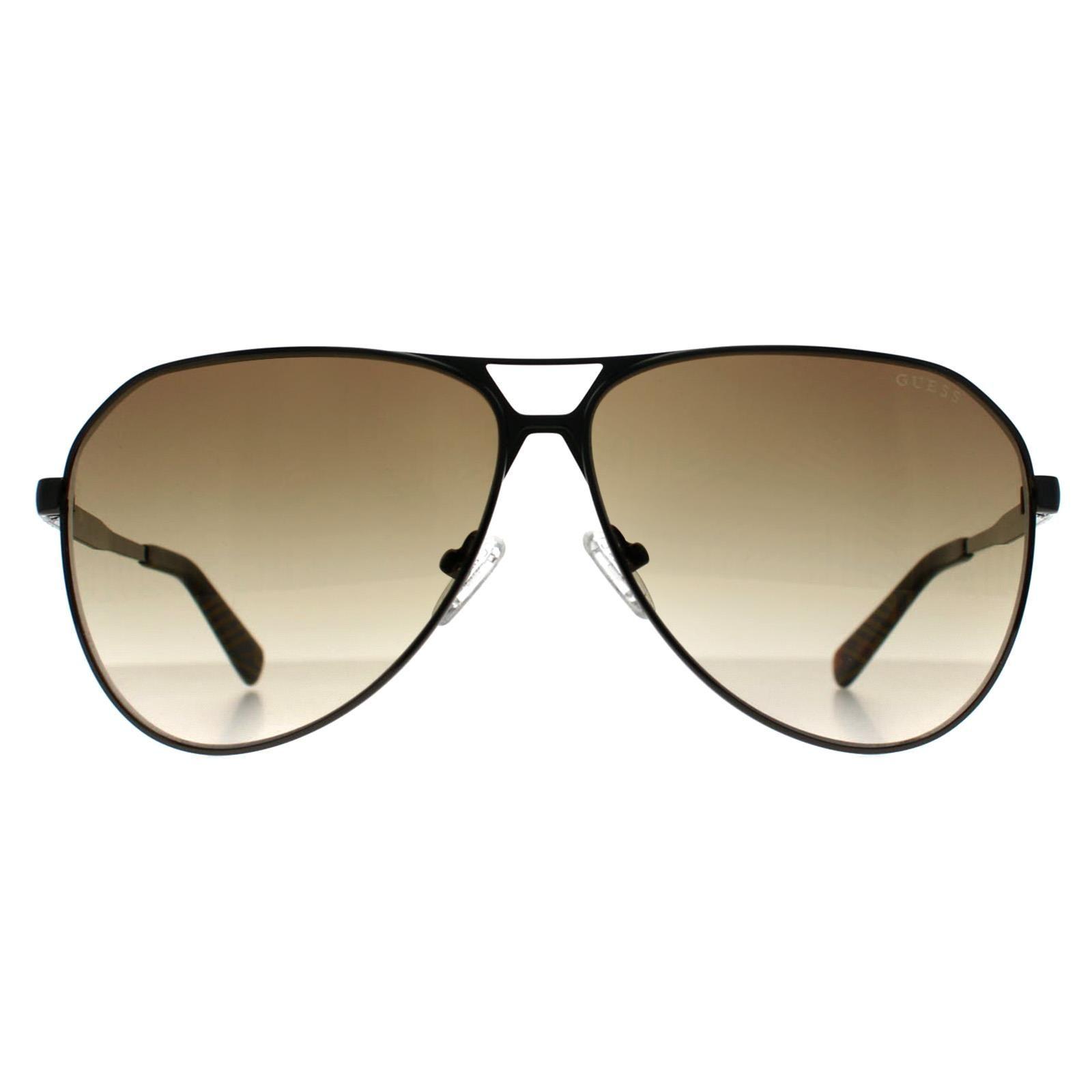 Aviator Shiny Gunmetal Brown Gradient GU00069 by GUESS