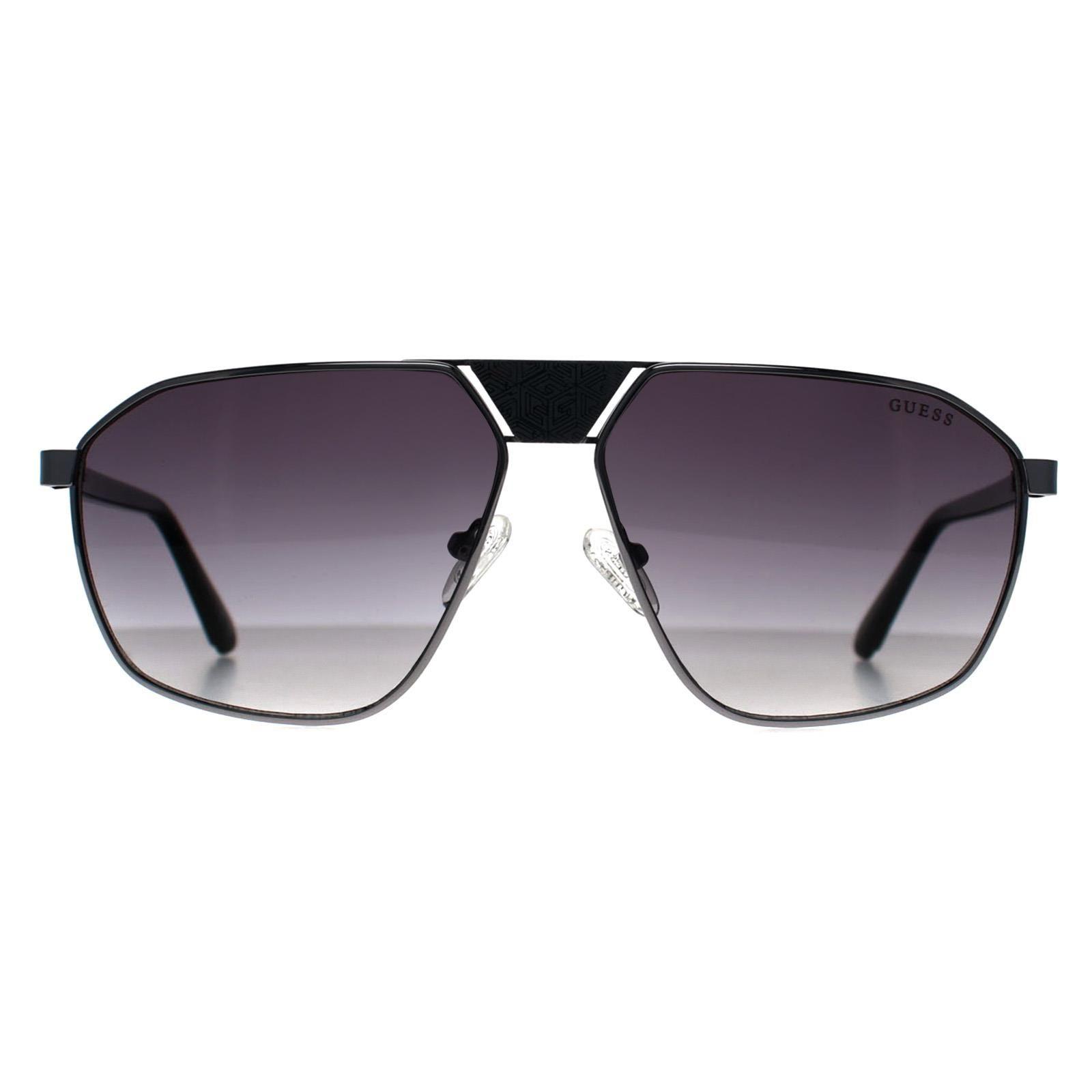 Aviator Shiny Gunmetal Gradient Smoke GU00086 by GUESS