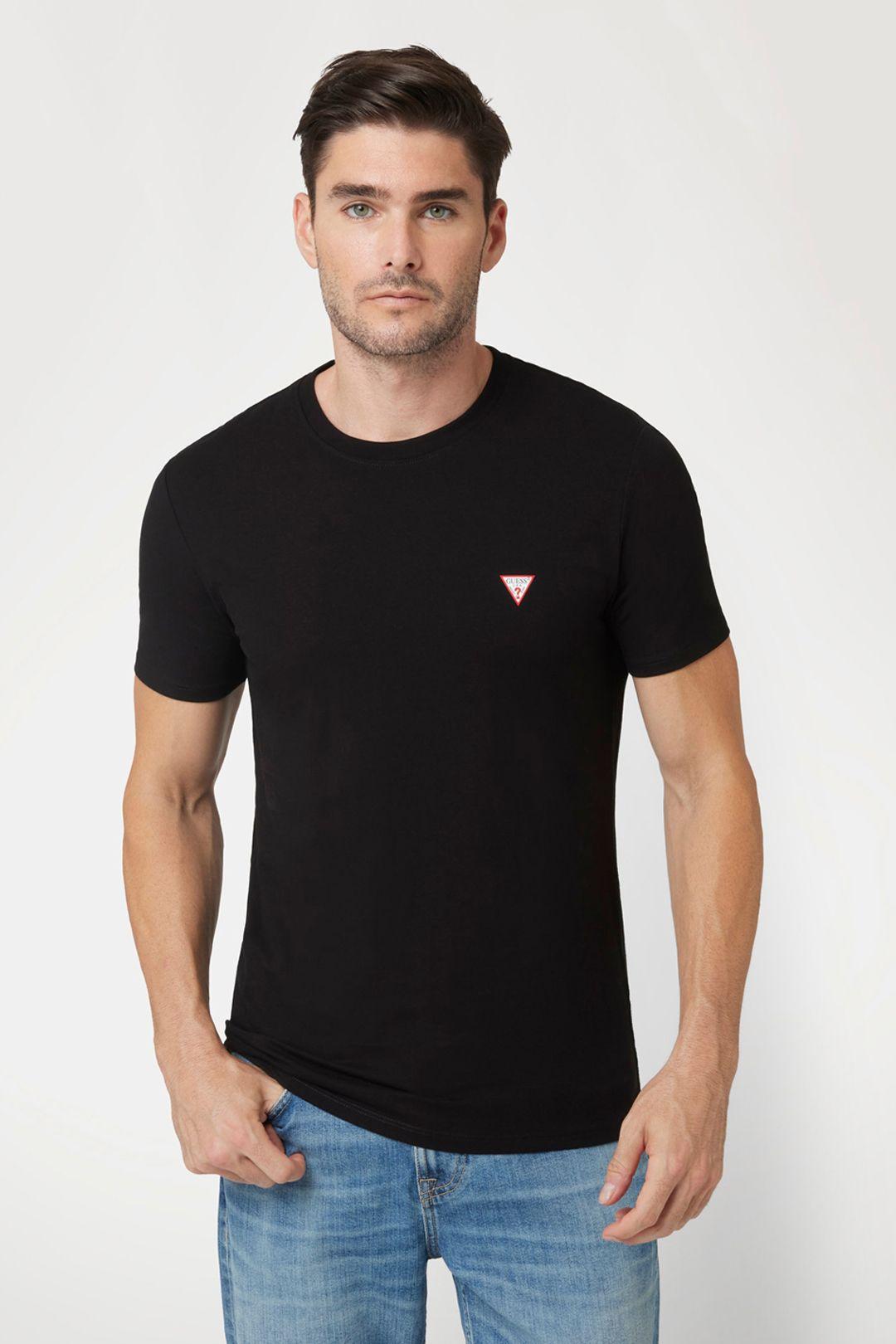Crew Neck Guess Logo Tee Black by GUESS