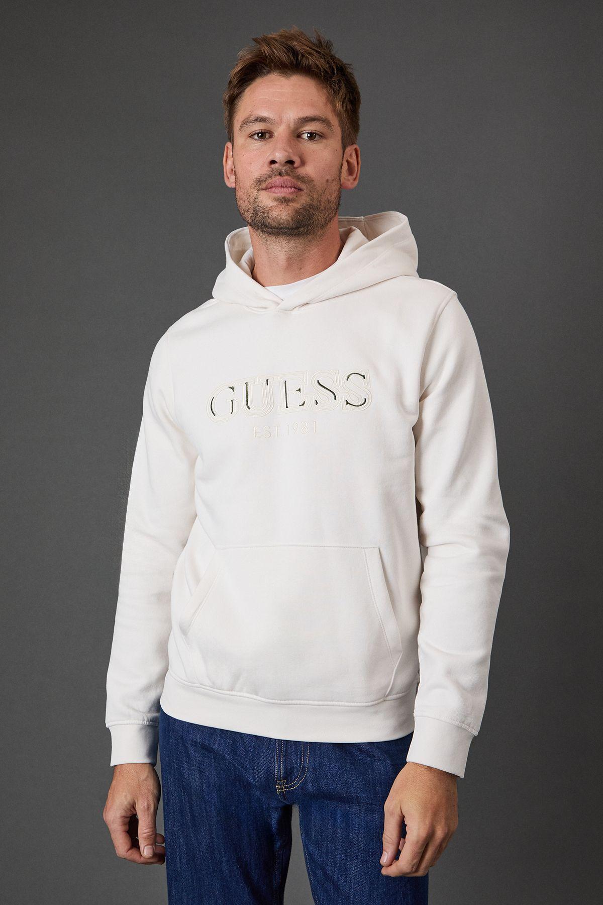 Guess Logo Hood Salt White by GUESS