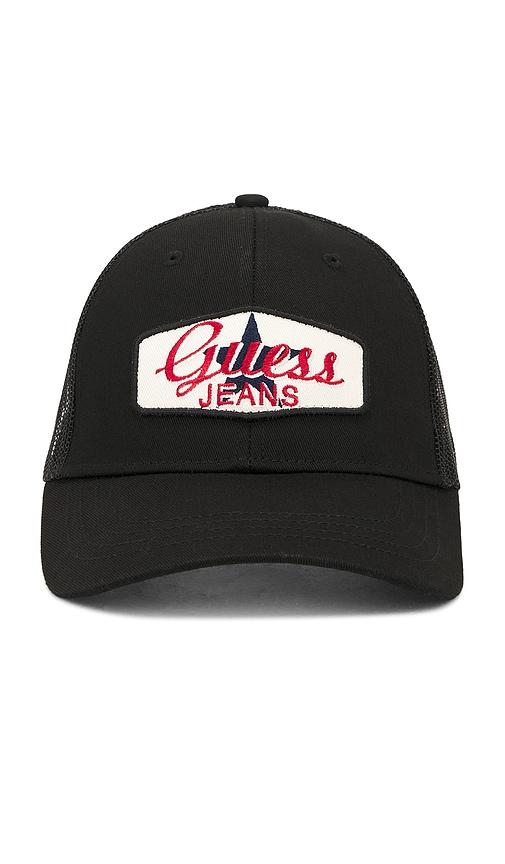 Guess Jeans Patched Trucker Hat in Black by GUESS JEANS