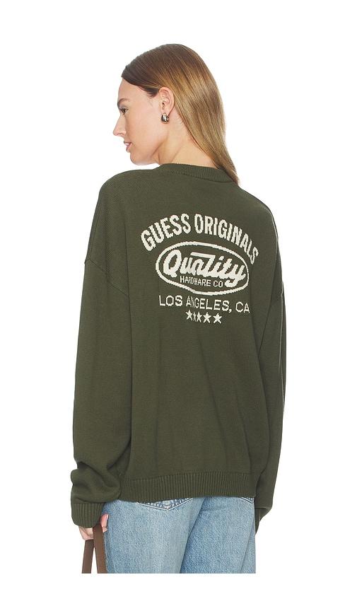 Guess Originals Back Jacquard Sweater in Dark Green by GUESS ORIGINALS