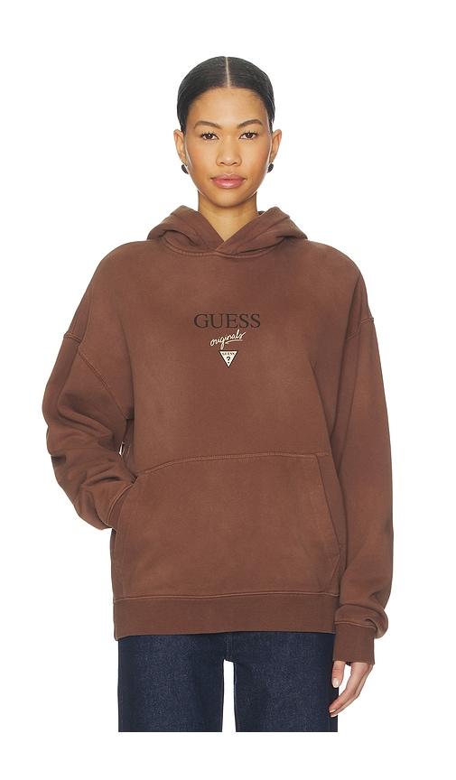 Guess Originals Baker Logo Hoodie in Burgundy by GUESS ORIGINALS