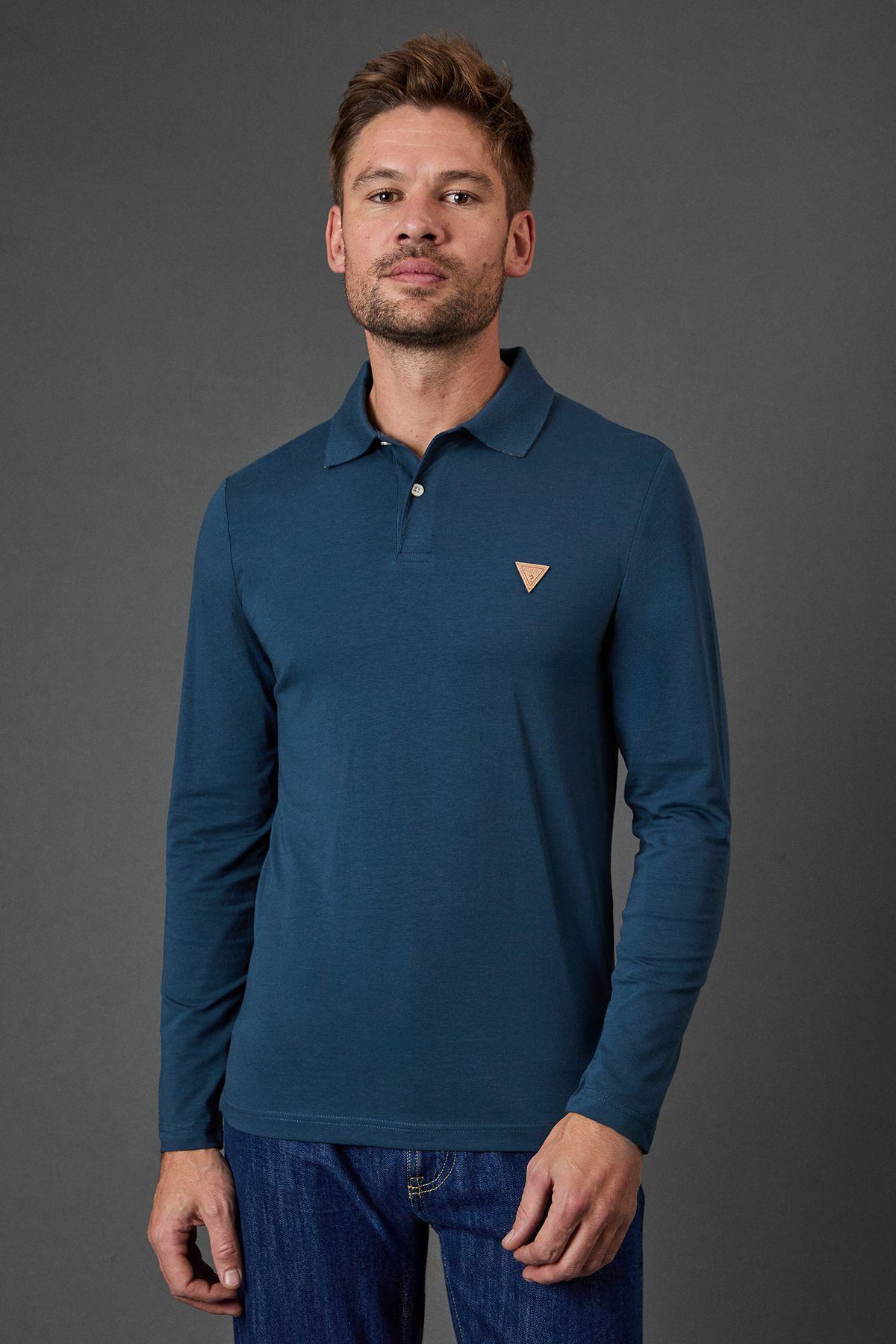 Oliver Long Sleeve Polo Dark Heather by GUESS