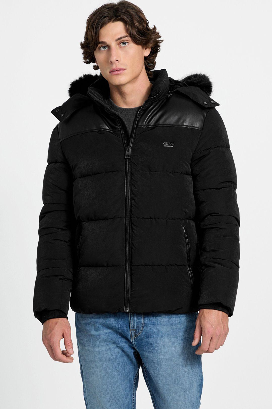 Outdoors Hooded Puffer Black by GUESS