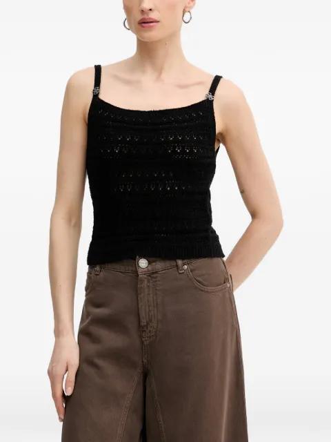 4G-plaque pointelle-knit tank top by GUESS USA