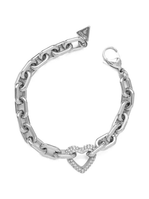 Beloved crystal-embellished heart-pendant bracelet by GUESS USA