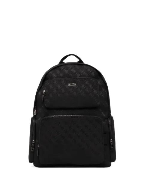 Boston monogram-pattern logo-plaque backpack by GUESS USA