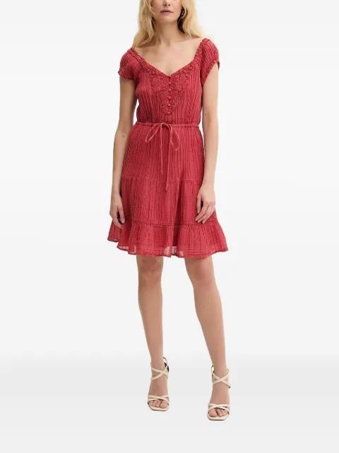 Eco Ciel crochet-trimmed tiered mini dress by GUESS USA
