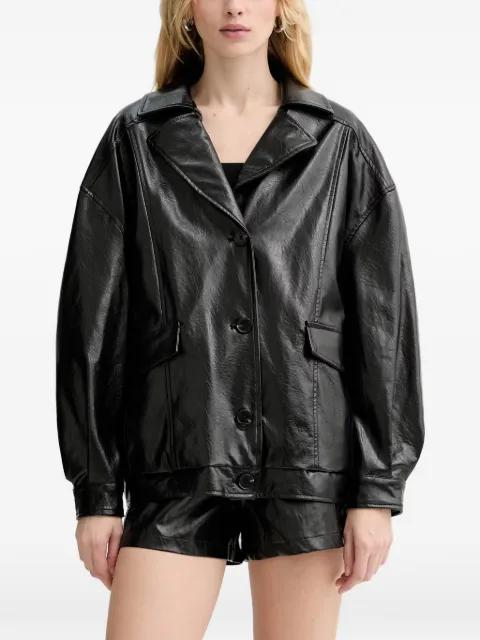 Fransiska crinkled-effect button-up jacket by GUESS USA