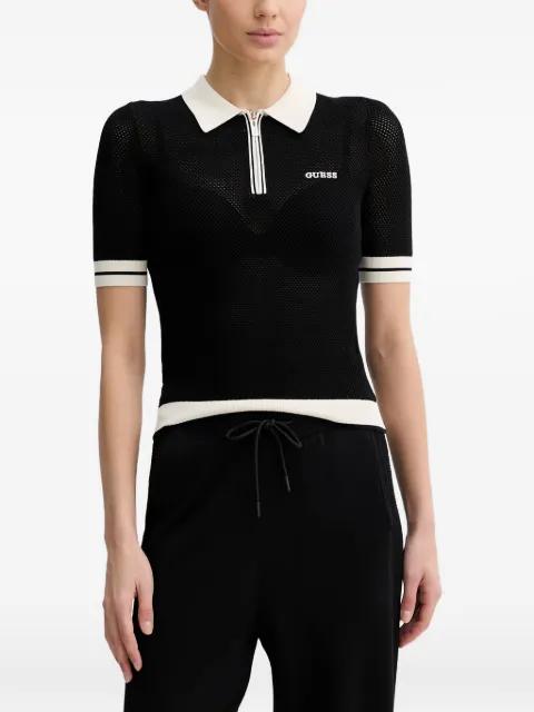 Gabry logo-embroidered half-zip polo shirt by GUESS USA