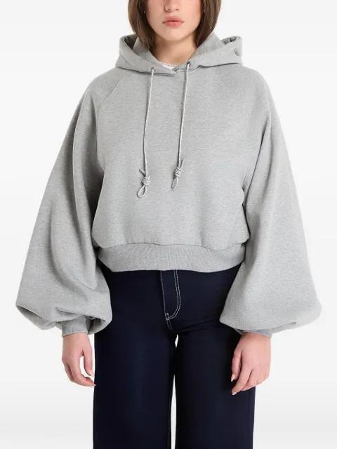 Krystal balloon-sleeve cropped cotton hoodie by GUESS USA