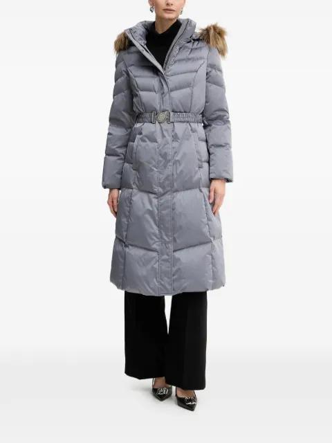 Marina faux-fur hoodied belted coat by GUESS USA