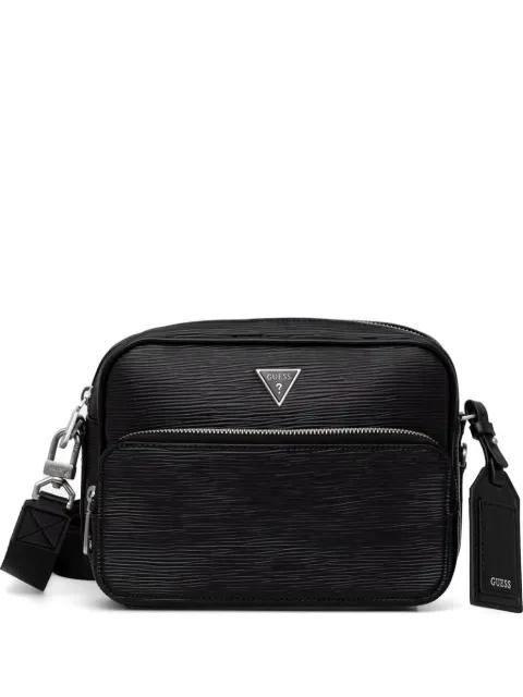 Milano logo-plaque textured shoulder bag by GUESS USA