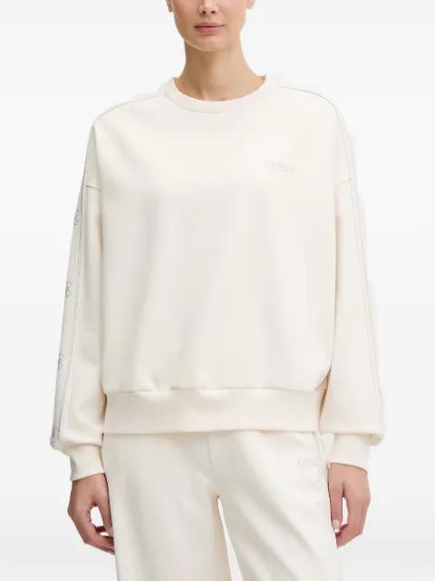 Octavia rhinestone-logo tape-detail sweatshirt by GUESS USA