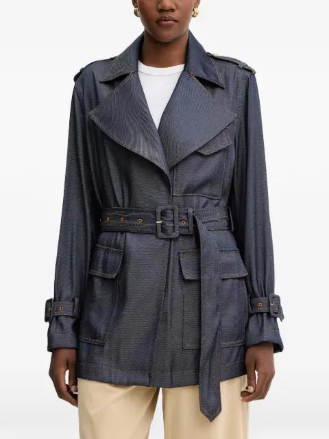 Regine belt-detail short denim trench coat by GUESS USA
