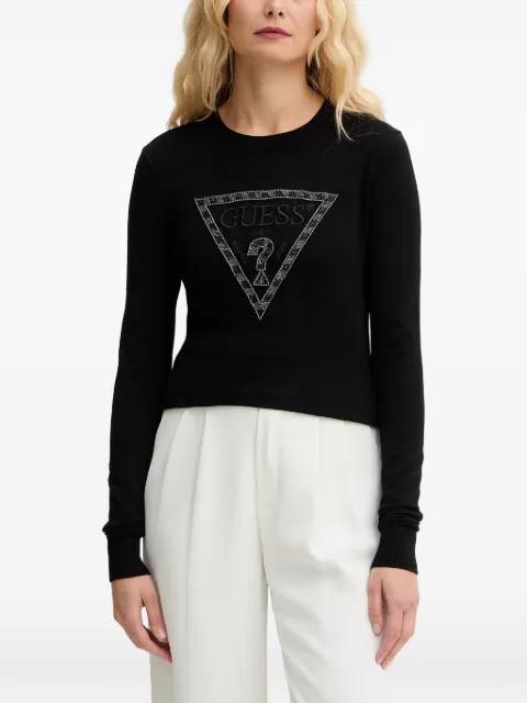 bead-embellished logo-patch jersey by GUESS USA