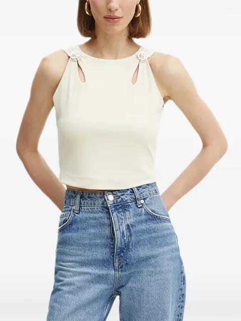 button-embellishment tank top by GUESS USA