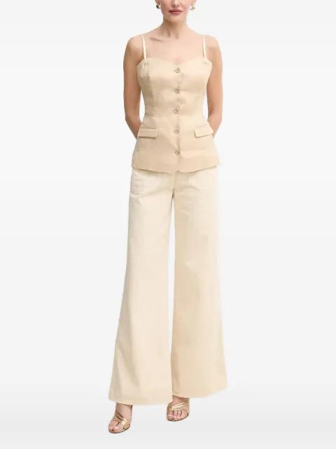 button-front linen-blend top by GUESS USA