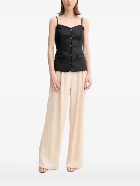 buttoned-front linen-blend top by GUESS USA