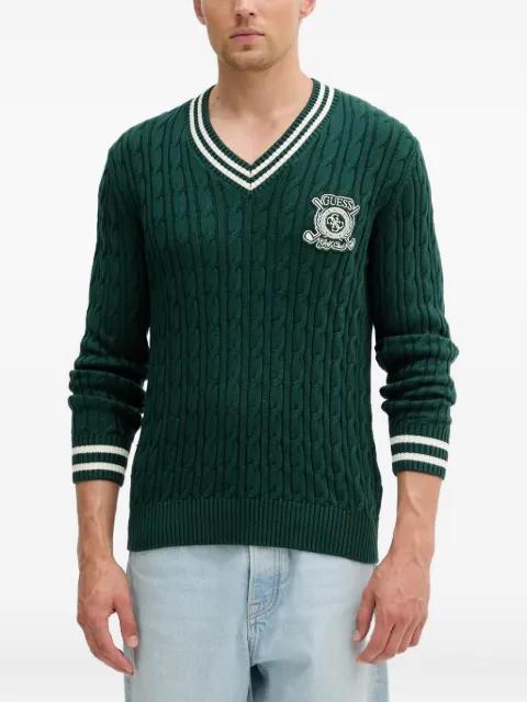 cable-knit V-neck sweater by GUESS USA