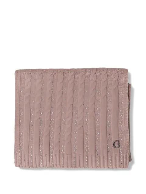 cable-knit rhinestone-embellished scarf by GUESS USA