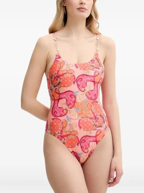 chain-embellished print swimsuit by GUESS USA