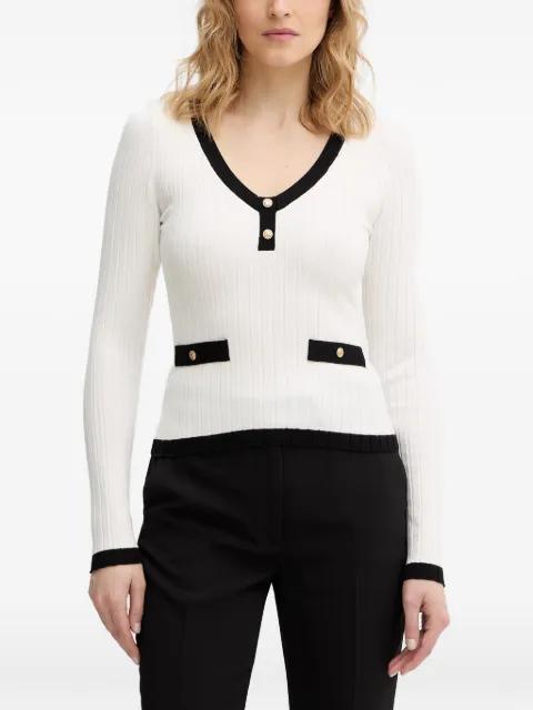 contrast-trim V-neck sweater by GUESS USA