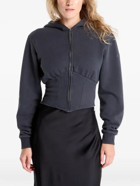 corset-style zip-up cotton hoodie by GUESS USA