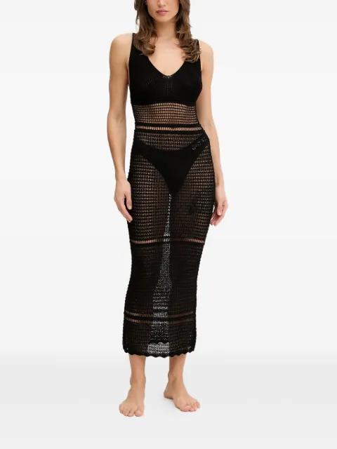 crochet-design V-neck midi dress by GUESS USA