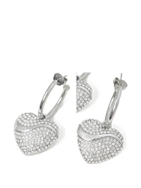 crystal-embellished heart-pendant earrings by GUESS USA