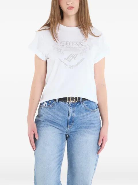 embellished-logo T-shirt by GUESS USA