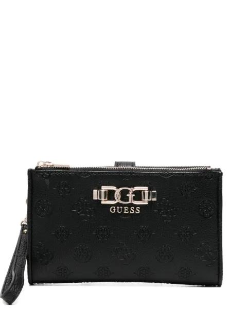 embossed-logo zip-roundwallet by GUESS USA