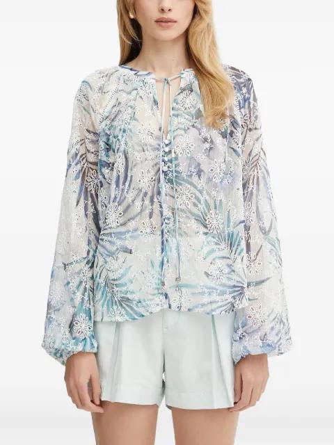embroidered floral-print blouse by GUESS USA